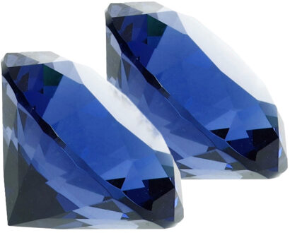 Namaak/nep diamant edelsteen - 2x - van glas - blauw - 4 x 4 cm