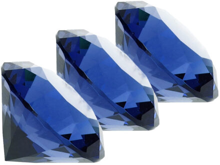 Namaak/nep diamant edelsteen - 3x - van glas - blauw - 4 x 4 cm