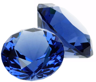 Namaak/nep edelstenen - 2x - diamant - donkerblauw - 5 cm - van glas