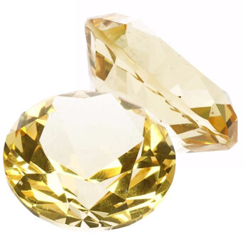 Namaak/nep edelstenen - 2x - diamant - geel - 5 cm - van glas