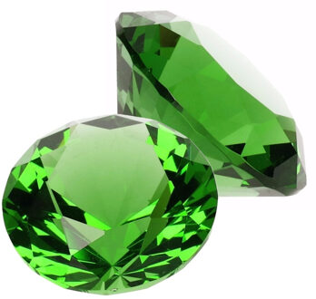 Namaak/nep edelstenen - 2x - diamant - groen - 5 cm - van glas