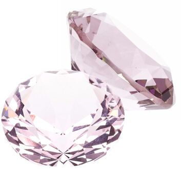 Namaak/nep edelstenen - 2x - diamant - lichtroze - 5 cm - van glas