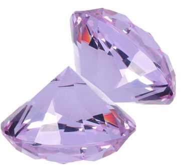Namaak/nep edelstenen - 2x - diamant - paars - 5 cm - van glas