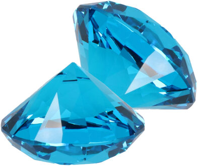 Namaak/nep edelstenen - 2x - diamant - turquoise blauw - 5 cm - van glas