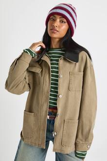 Namaakleren Jasje Met Contrasterende Kraag Barn Jacket, Camel - 44