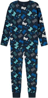 name it Gamer Pyjama Junior donker blauw - blauw - wit - 110/116