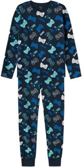name it Gamer Pyjama Junior donker blauw - blauw - wit - 98/104