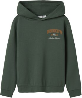name it Hoodie NEWI groen - 140/10J;116/6J;128/8J