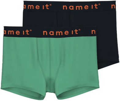name it Jongens boxershorts jersey nkmboxer 2-pack groen / zwart Print / Multi - 134/140
