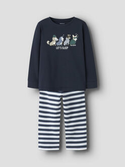 name it Jongens lange pyjama set nmmramel gestreept donkerblauw Veelkleurig - 98