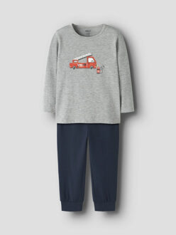 name it Jongens pyjama set nmmnightset brandweer grijs/donkerblauw - maat 110/116 Veelkleurig
