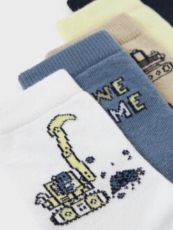 name it Jongens sokken nmmvagn print/effen 5-pack color Veelkleurig - 31-33