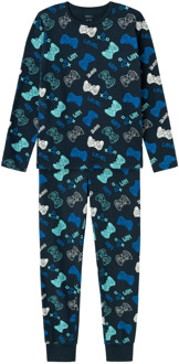 name it Kinder pyjama jongens lang gamer Blauw - 110/116