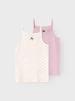name it Kinder topje meisjes nkfstrap 2-pack roze/off-white - maat 146/152 Veelkleurig