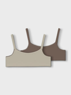 name it Kinder topjes meisjes nkfshort 2-pack Bruin - 122/128