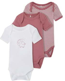 name it Korte mouw Bodysuit 3 Pack Mesa Rose Roze/lichtroze - 68