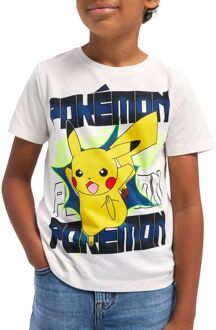 name it Maci Pokemon Shirt Junior wit - geel - 158/164