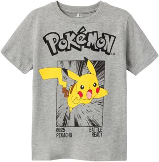 name it Noisi Pokemon Shirt Junior grijs - zwart - geel - 134/140