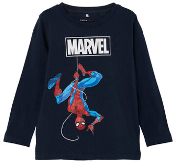 name it Shirt met lange mouwen Spider man Nmmnazir Dark Sapphire Blauw - 86