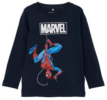 name it Shirt met lange mouwen Spider man Nmmnazir Dark Sapphire Blauw - 98