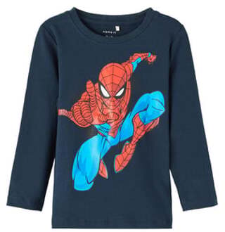 name it Shirt met lange mouwen Spider man Nmmoktav Dark Sapphire Blauw - 104