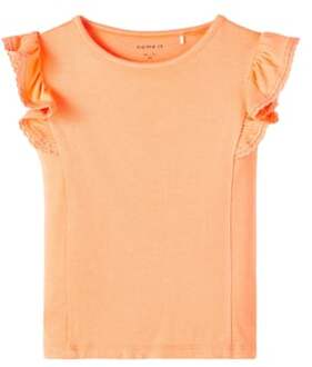name it T-shirt Nmfjulia Mock Orange Oranje - 104