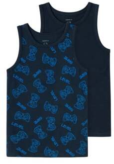 name it Tanktop 2-pack Donker Saffier Blauw - 104