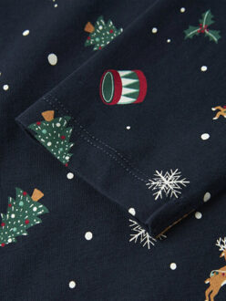 name it Unisex kinder kerst pyjama set nknvismas donkerblauw Veelkleurig - 128