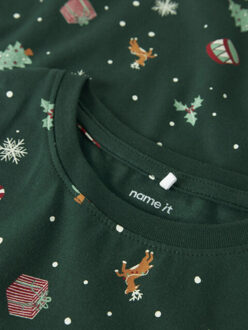 name it Unisex kinder kerst pyjama set nknvismas groen - 134
