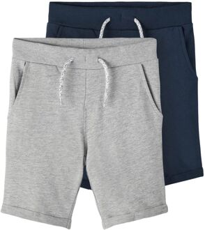 name it Vermo Long Sweat Short Jongens (2-pack) grijs - navy - 164