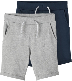 name it Vermo Long Sweat Short Jongens (2-pack) grijs - navy - 92