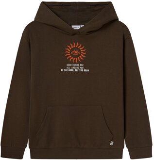 name it winter hoodie jongens - bruin - NkmLanton - Maat 122/128
