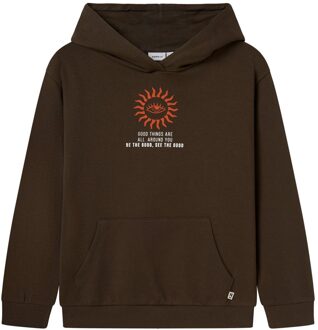 name it winter hoodie jongens - bruin - NkmLanton - Maat 158/164