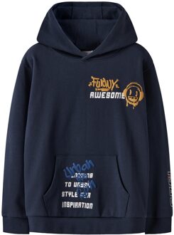 name it winter hoodie jongens - navy blauw - NkmLucian - Maat 158/164