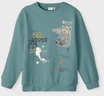 name it winter sweater jongens - turquoise - NkmPbambo - Maat 116