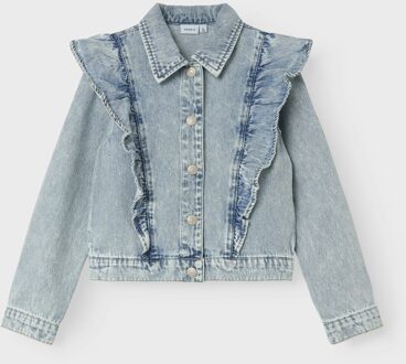 name it zomer spijkerjas meisjes - licht blauw bleached denim - Nkflana - Maat 116