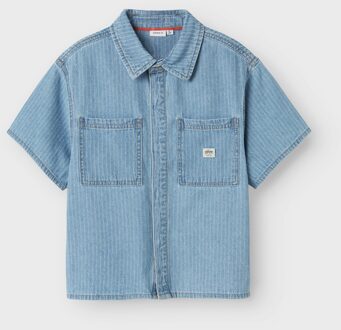 name it zomer t-shirt S/S jongens - licht blauw denim - Nkmfelix - Maat 116