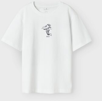 name it zomer t-shirt S/S jongens - wit - Nkmhabo - Maat 116