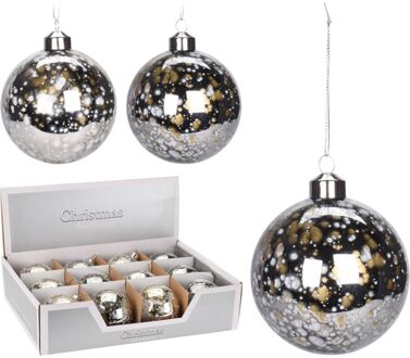 Nampook 5 stuks! Kerstbal stip deco 80 mm 2 assorti k Multikleur