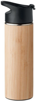 Nanda bamboo dubbelwandige waterfles 450ml Bruin/groen - One size