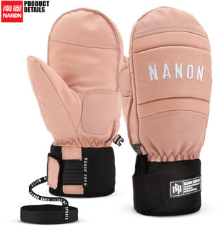 Nandn Ski Handschoenen Leer Warm Waterdicht Winddicht Snowboard Mannen En Vrouwen roze / S