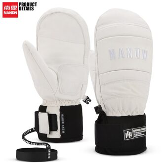Nandn Ski Handschoenen Leer Warm Waterdicht Winddicht Snowboard Mannen En Vrouwen wit / L