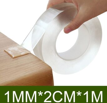 Nano Dubbele Kleefband Muur Haken Hanger Sterke Transparante Haken Zuignap Sucker Muur Opslag Houder Voor Keuken Bathroo 2cm x 1m BG2918