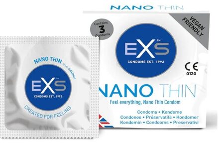 Nano Thin - Ultradunne Condooms 3 stuks Transparant - 53 (omtrek 11-11,5 cm)