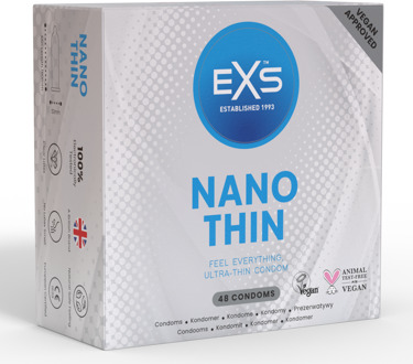 Nano Thin - Ultradunne Condooms 48 stuks Transparant - 53 (omtrek 11-11,5 cm)