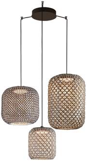 Nans S/3L LED hanglamp 3-lamps bruin grafiet-bruin, bruin