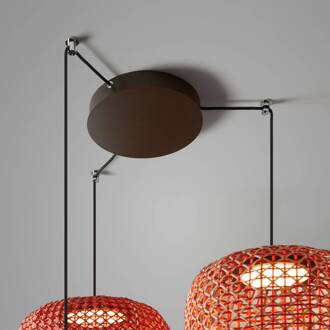 Nans S/3L LED hanglamp, 3-lamps, rood grafiet-bruin, rood