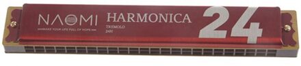 Naomi 24 Holes Tremolo Harmonica Sleutel Van C Rvs Mondharmonica Mondharmonica Met Case Wind Instrument rood