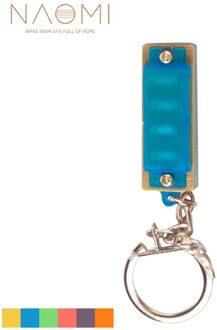Naomi 4 Hole 8 Tone Miniharmonica Sleutelhanger Key Ringen Speelgoed Blauwe Kleur Muziekinstrument