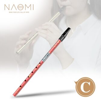 Naomi Rode Ierse Fluitje 6 Gaten Ierland Penny Whistle C & D Toetsen Aluminium Fluit Houtblazers Instrument Voor Whistler C Key